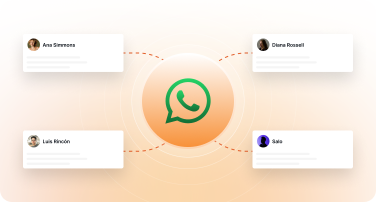 Un número de WhatsApp conectado con cuatro vendedores que atienden al mismo tiempo